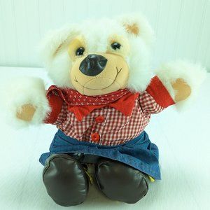 Atlanta Gerber White Teddy Bear Plush 16" Stuffed Animal Vintage Square Dancing